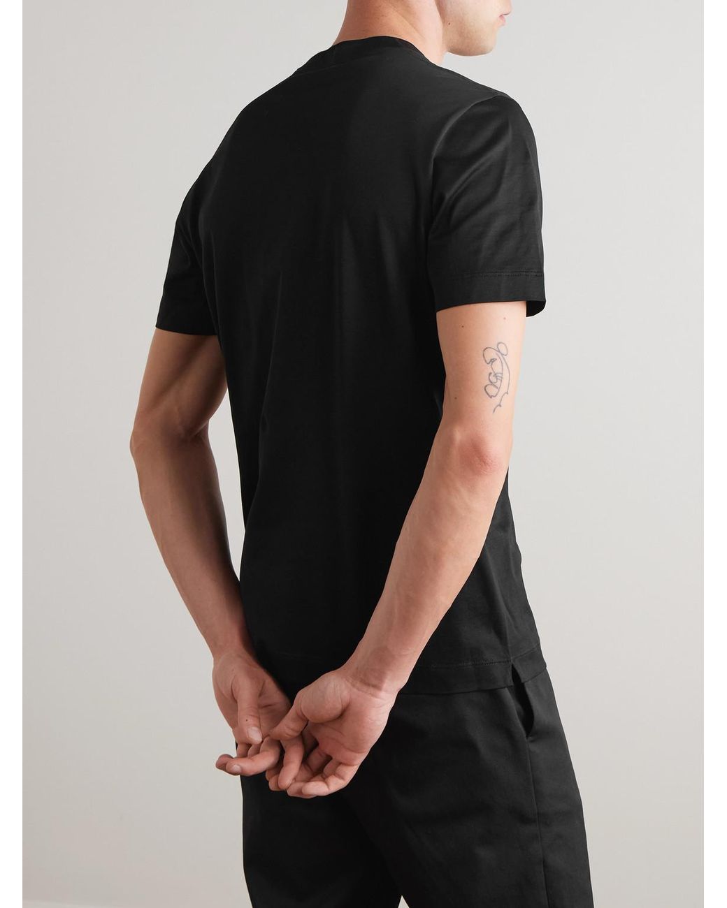 Canali Black Cotton-Jersey T-Shirt for men