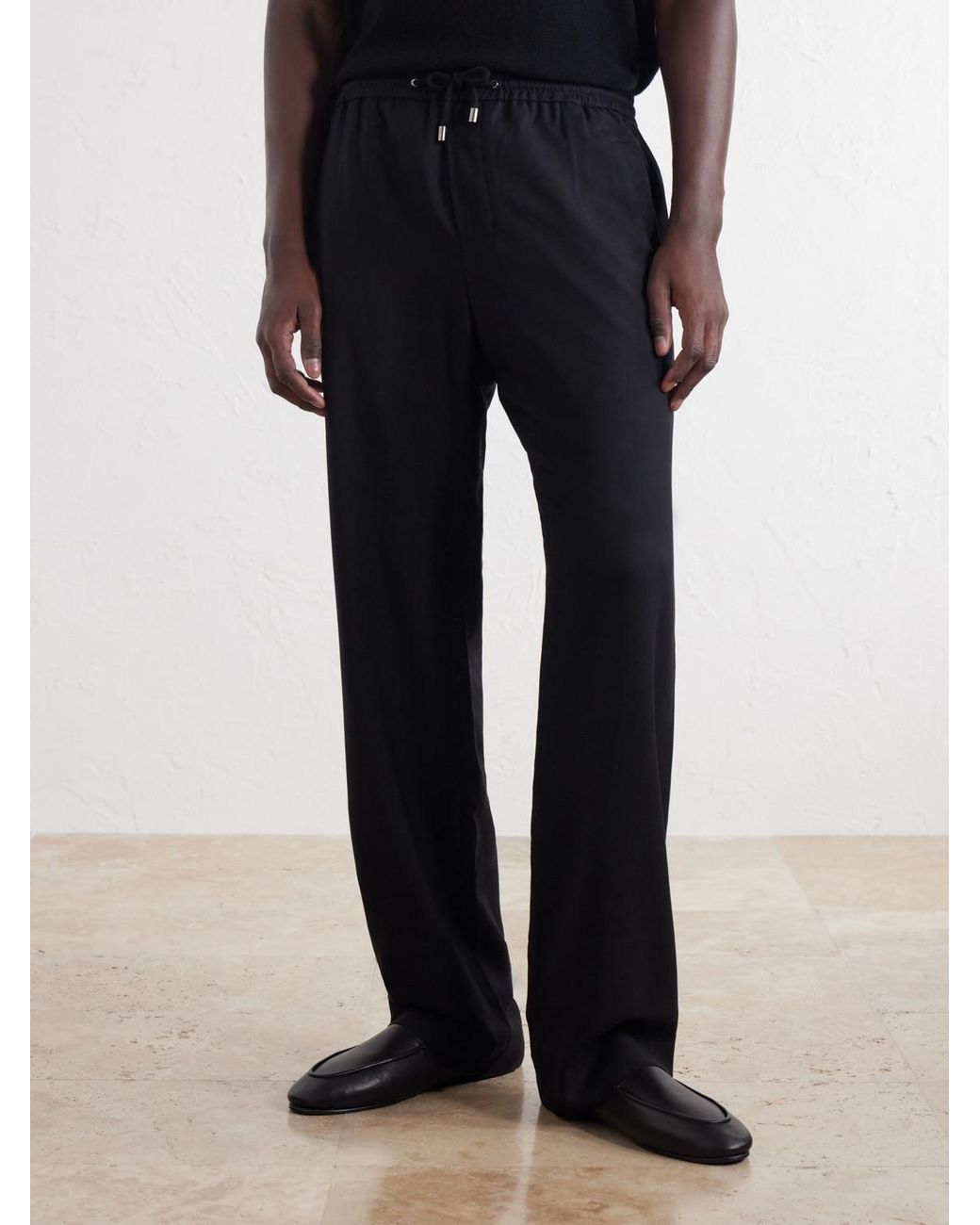 God's True Cashmere Blue Straight-Leg Cashmere-Twill Drawstring Trousers for men