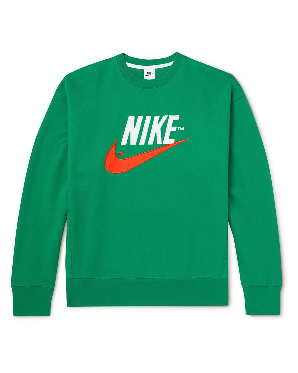 Nike Nsw Logo-embroidered Cotton-jersey Sweatshirt in Green for Men | Lyst