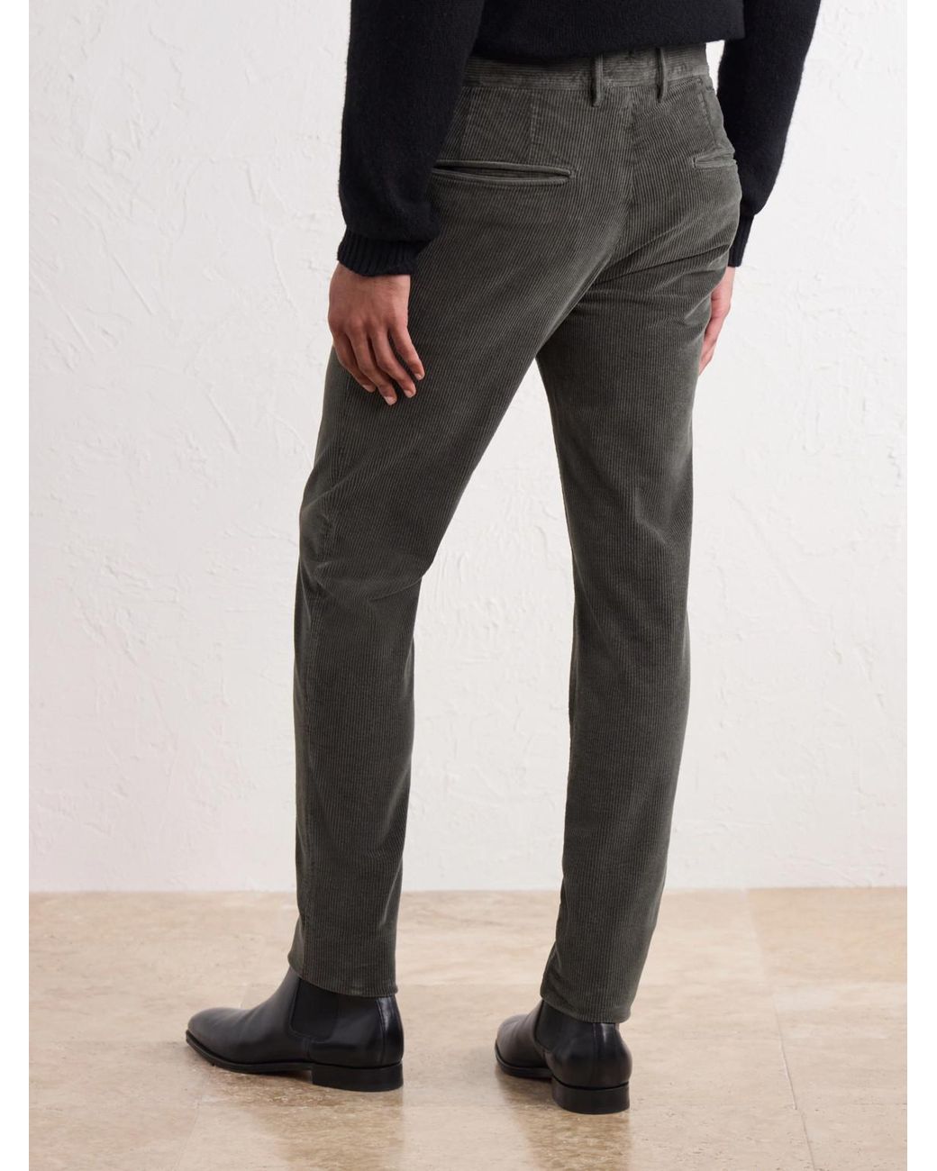 Slowear Gray Incotex Straight-Leg Cotton-Blend Corduroy Trousers for men