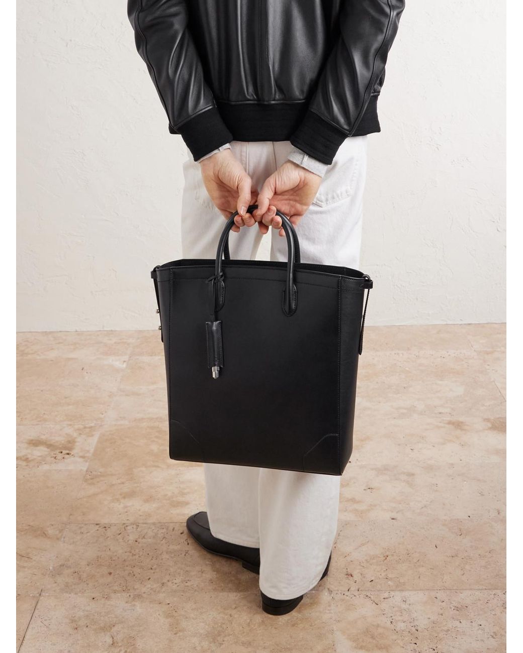 Dunhill Black Century 33 Patina-Leather Tote Bag for men