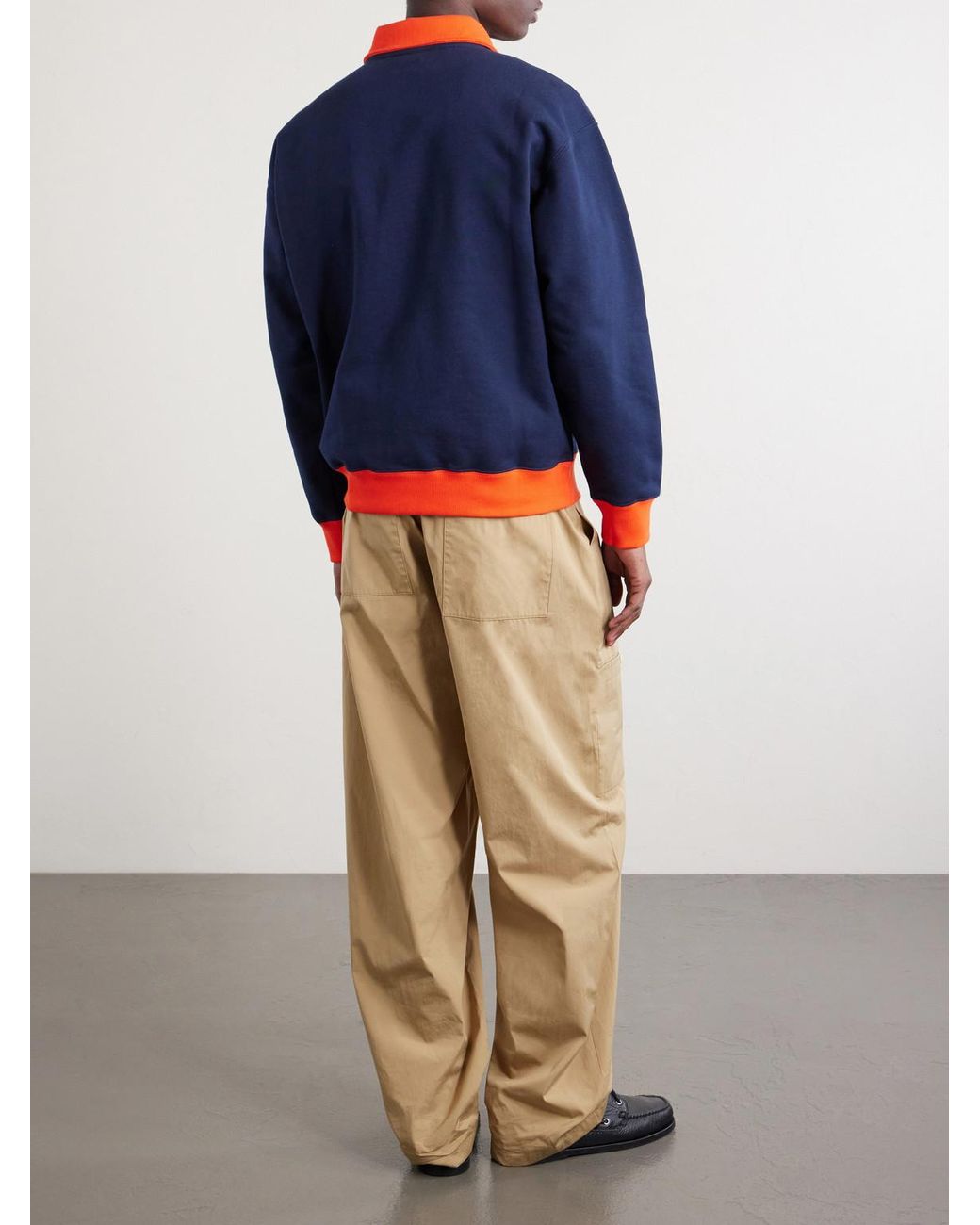 Aimé Leon Dore Blue Logo-Embroidered Cotton-Jersey Half-Zip Sweatshirt for men