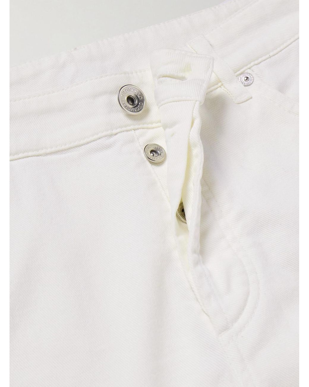Brunello Cucinelli White Slim-Fit Straight-Leg Logo-Embroidered Jeans for men