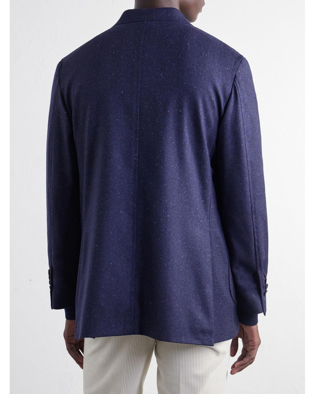 Rubinacci Blue Darted Flecked Wool-Herringbone Suit Jacket for men