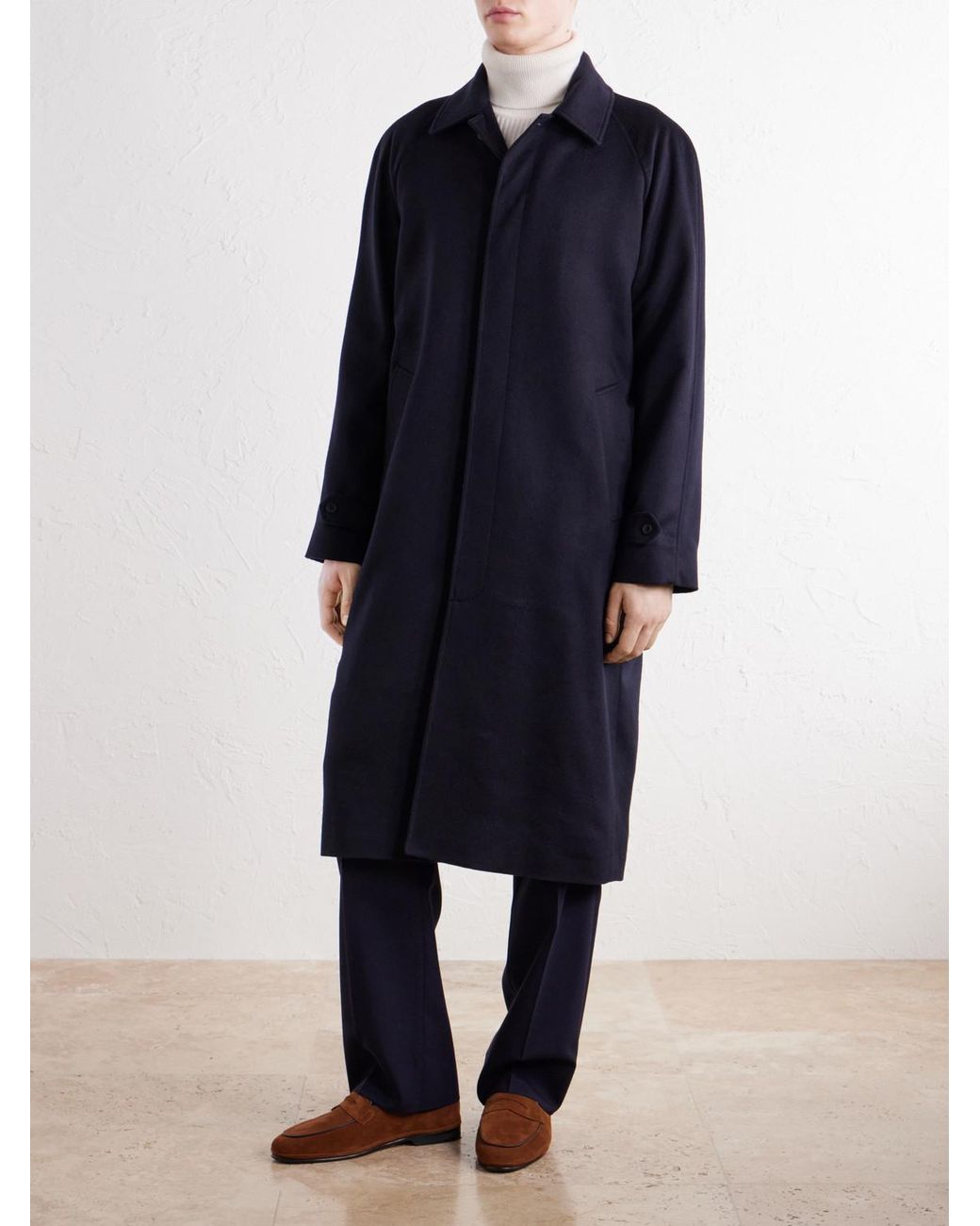 Rubinacci Blue Cashmere-Felt Coat for men