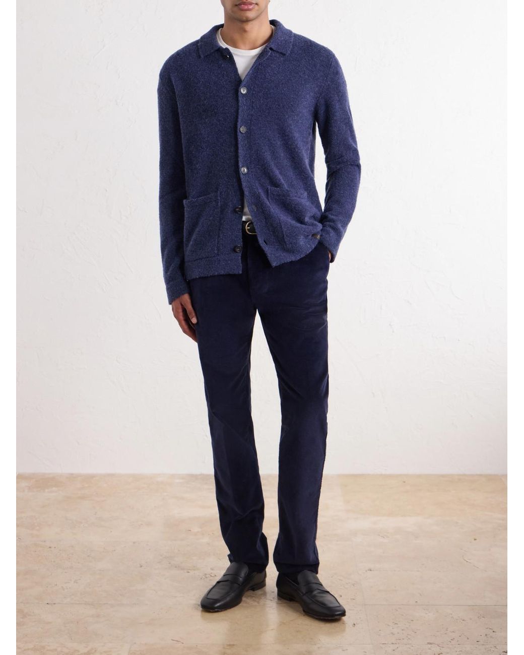 Slowear Blue Zanone Bouclé Wool-blend Cardigan for men