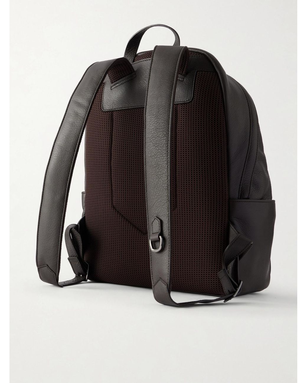 Canali Black Full-Grain Leather Backpack for men