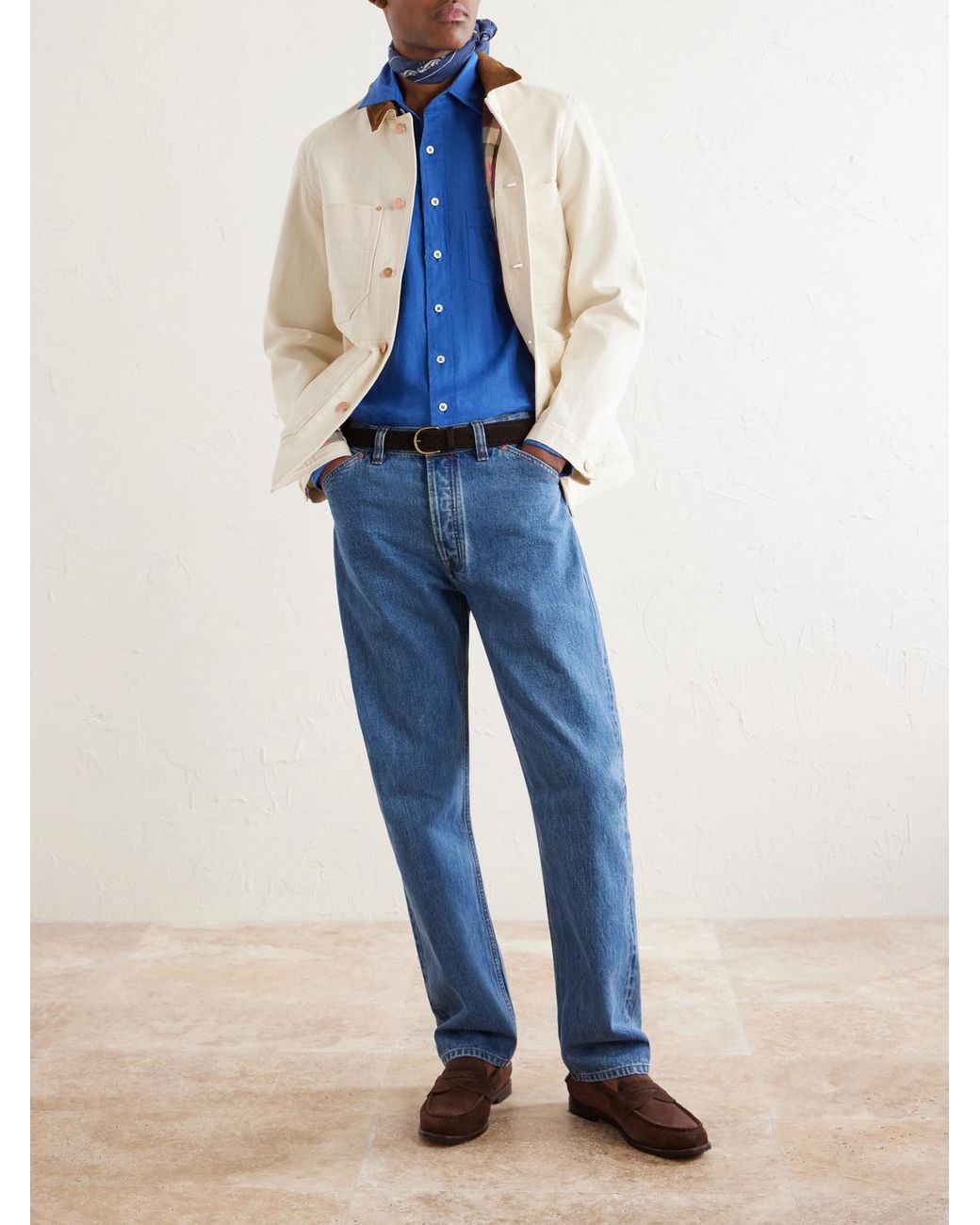 Drake's Blue Linen Shirt for men