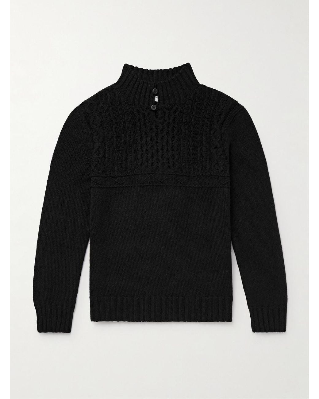 Máirtín Beag Galánta Merino Wool And Cashmere-Blend Sweater di Inis Meáin in Black da Uomo