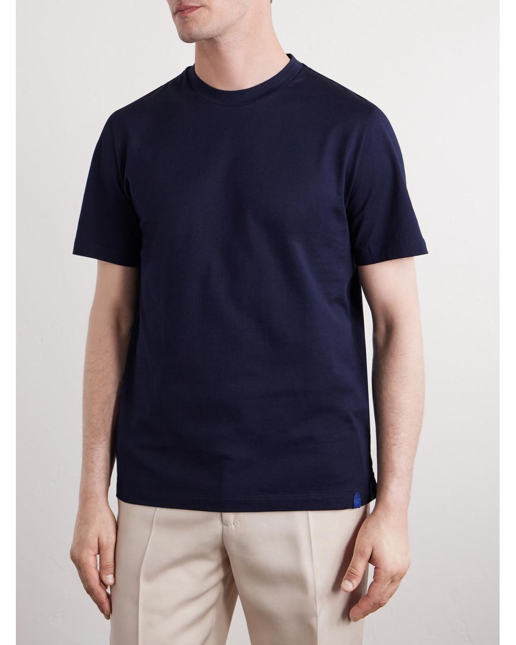 Brioni Blue Cotton-Jersey T-Shirt for men