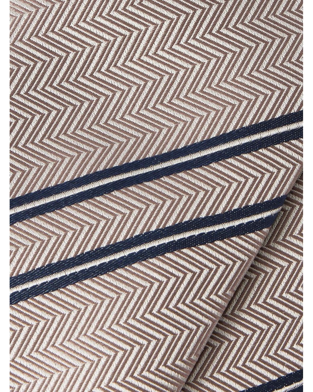7.5Cm Striped Herringbone Silk-Jacquard Tie di Brunello Cucinelli in Blue da Uomo