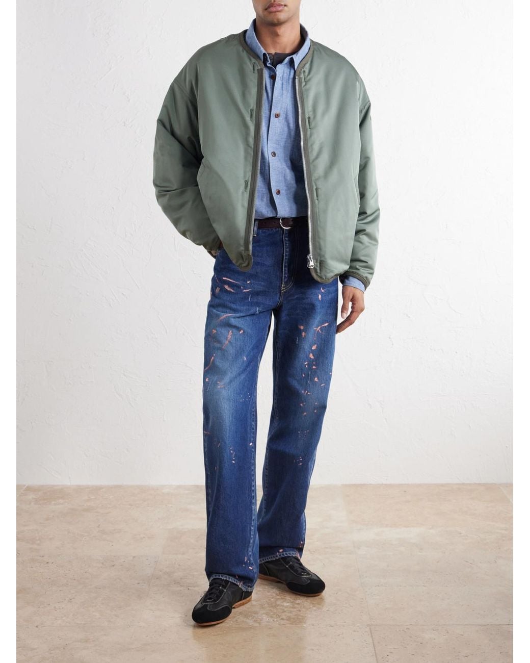 Visvim Green Wool And Silk-Blend Twill Down Liner Jacket for men