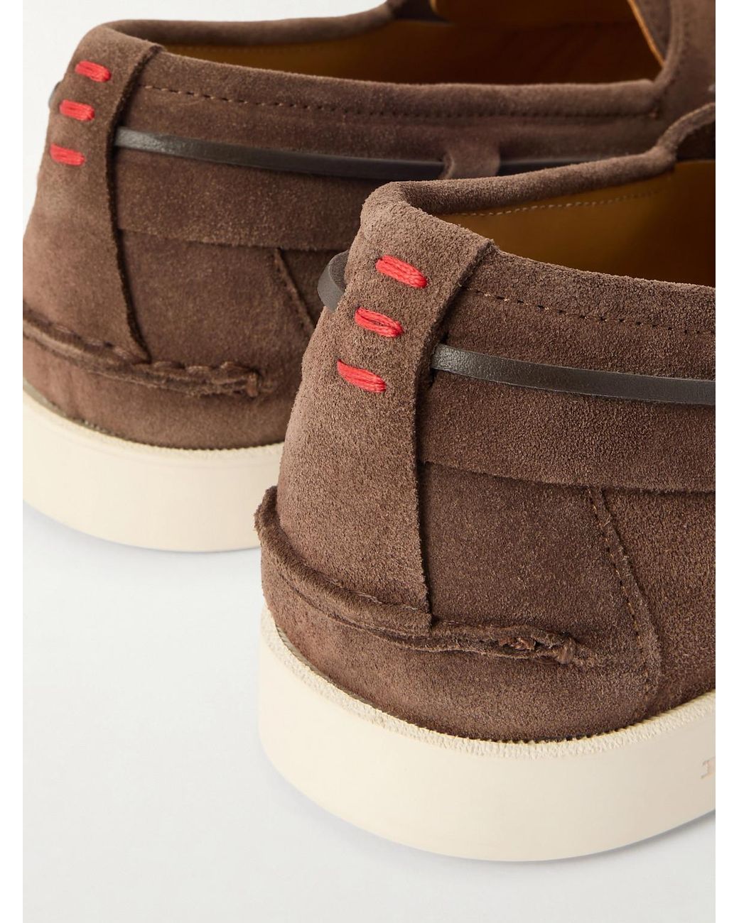 Kiton Brown Suede Boat Shoes for men