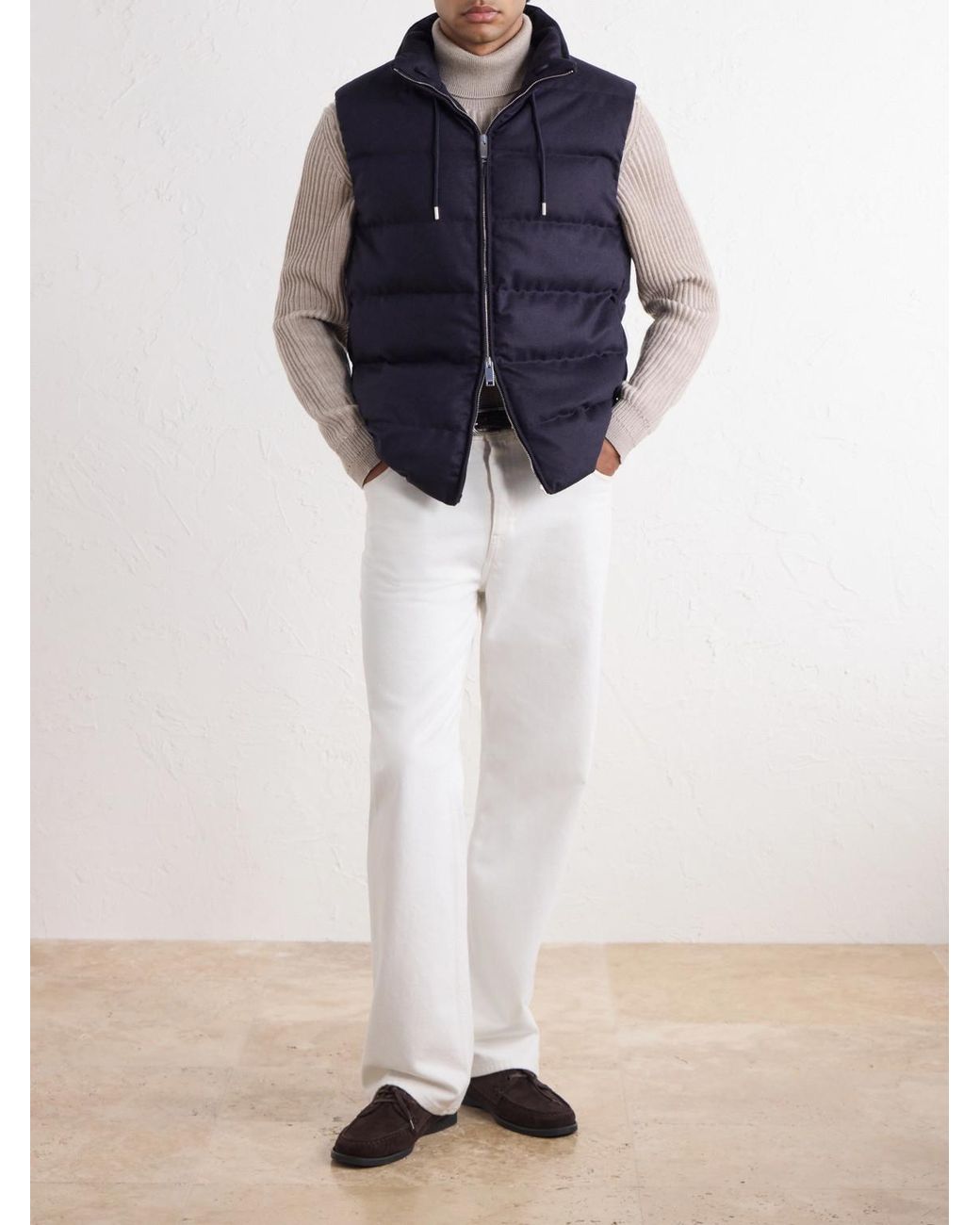 Slowear Blue Montedoro Quilted Wool-blend Down Gilet for men