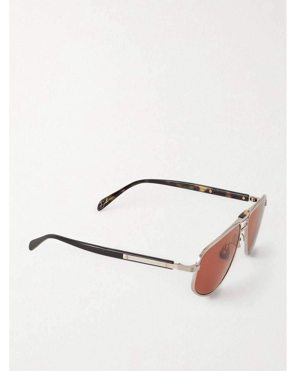 Brunello Cucinelli Brown Double-Bridge Aviator-Style-Tone Titanium And Tortoiseshell Acetate Sunglasses for men