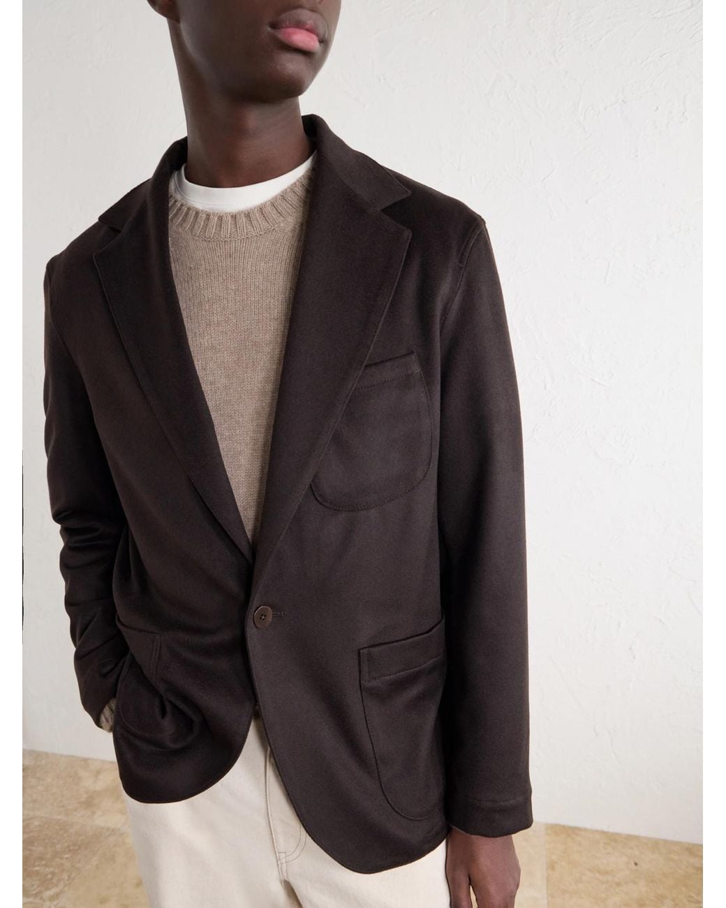 STÒFFA Black Woven Cashmere Blazer for men
