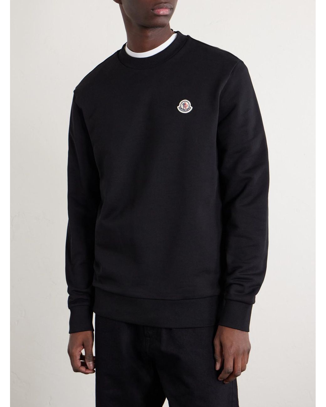 Moncler Blue Logo-Appliquéd Cotton-Jersey Sweatshirt for men