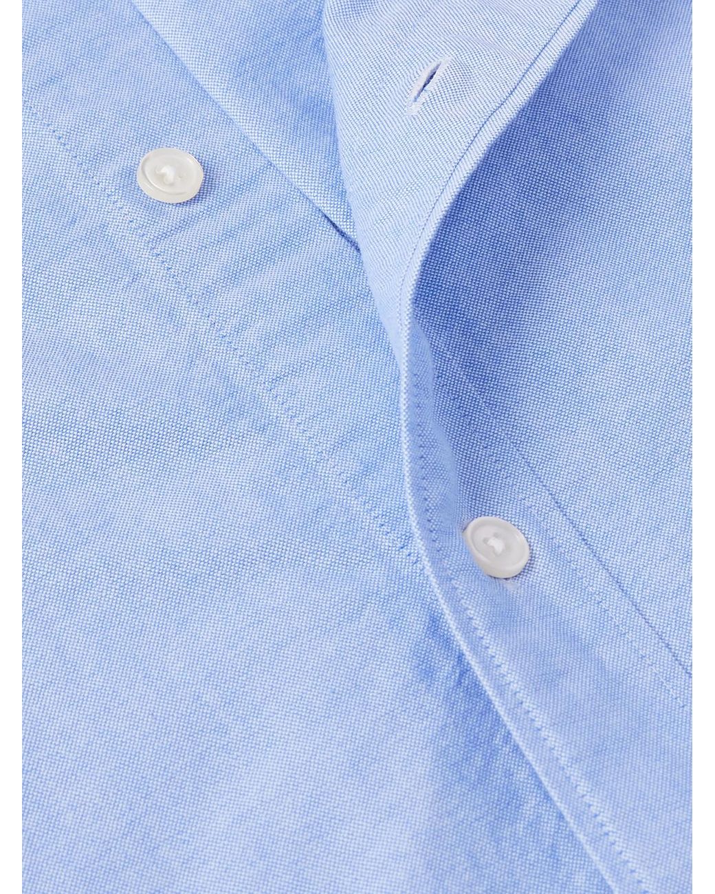 NN07 Blue Colby 5910 Button-Down Collar Logo-Embroidered Organic Cotton Shirt for men