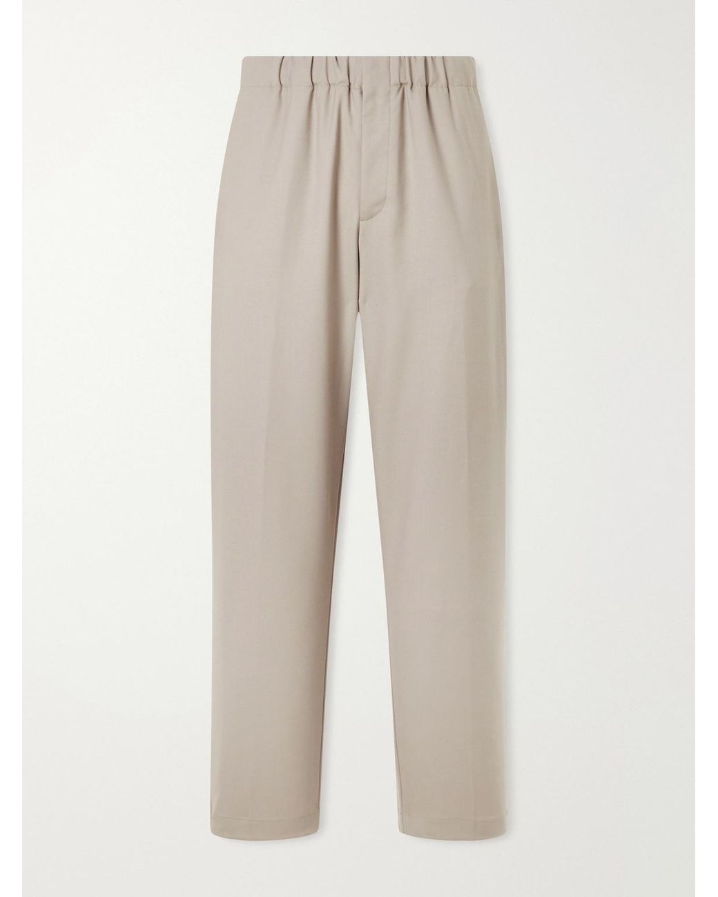 Lardini White Straight-Leg Stretch-Wool Flannel Trousers for men