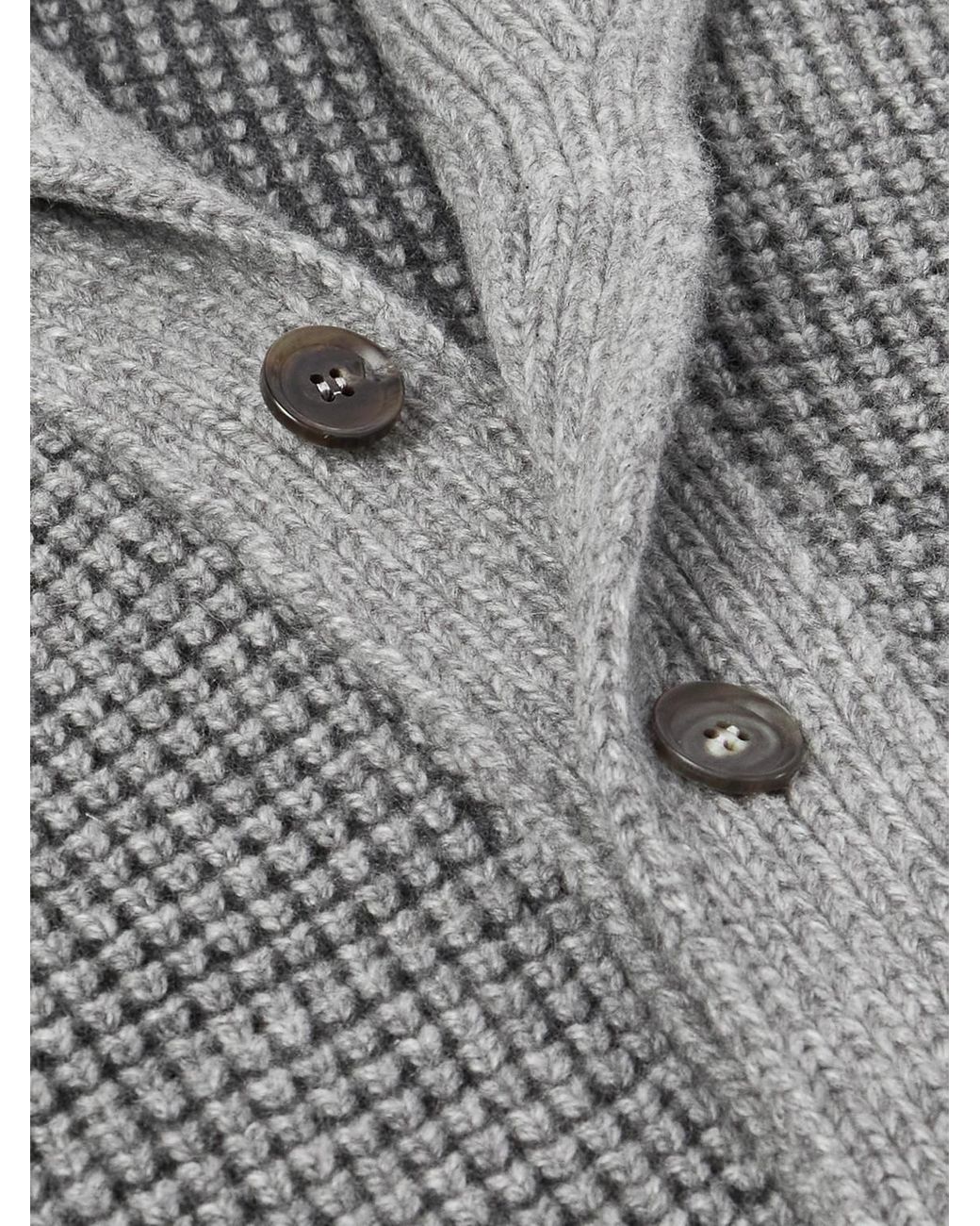 Zegna Gray Shawl-Collar Waffle-Knit Cashmere And Mohair-Blend Cardigan for men