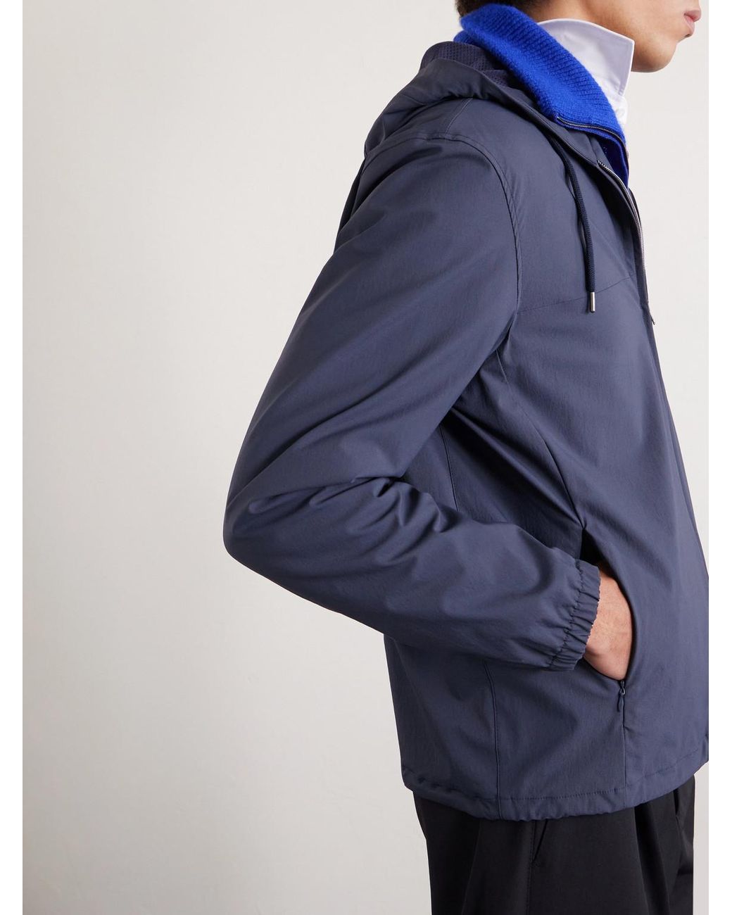 Herno Blue Shell Hooded Jacket for men