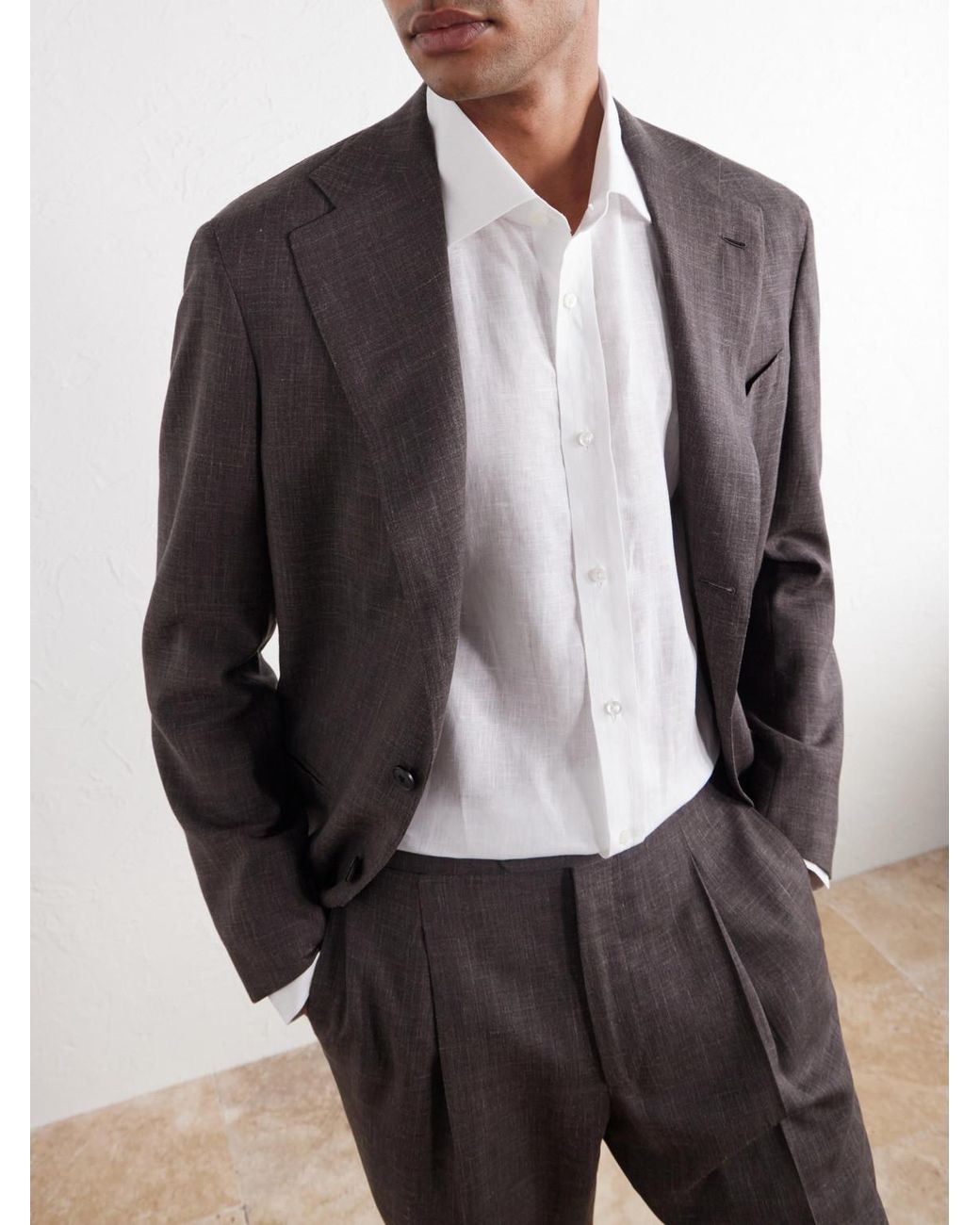 Ralph Lauren White Halton Linen Shirt for men
