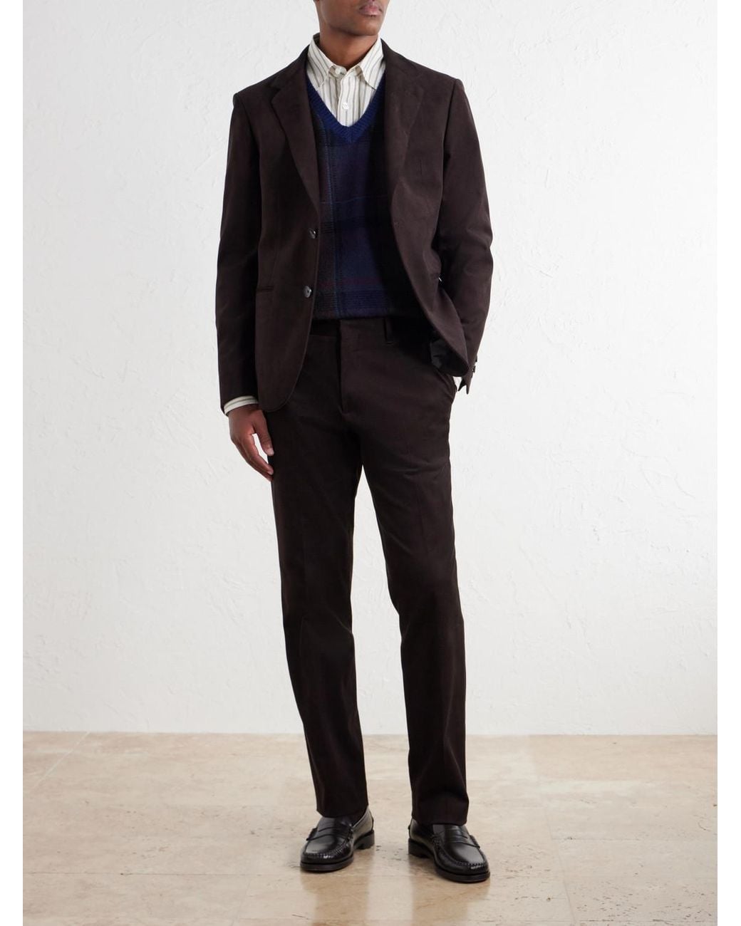 Mr P. Black Cotton-Blend Twill Suit Jacket for men