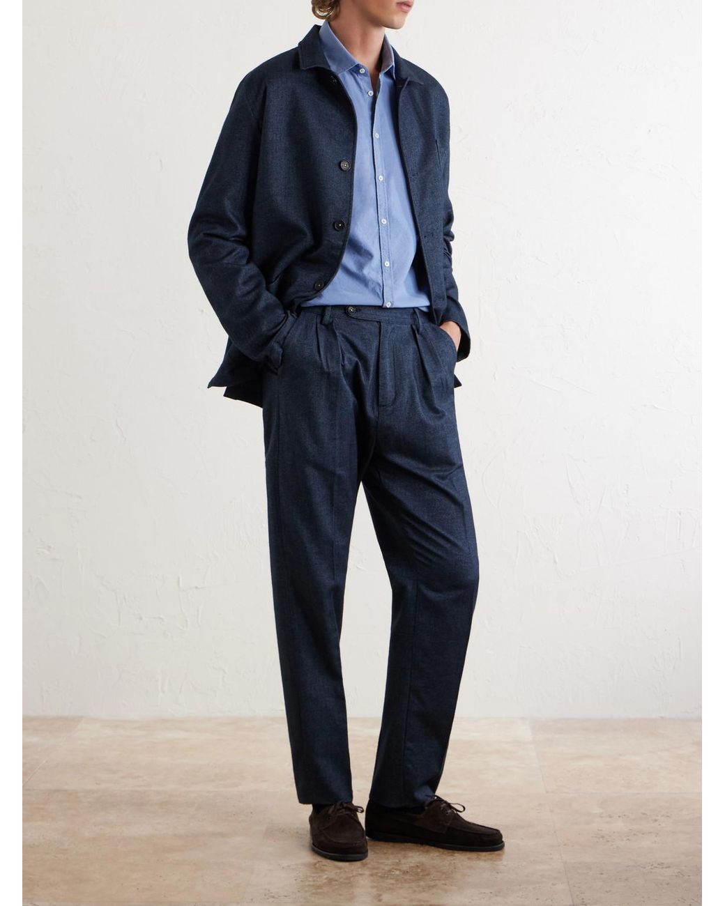Massimo Alba Blue Genova Cotton-Chambray Shirt for men