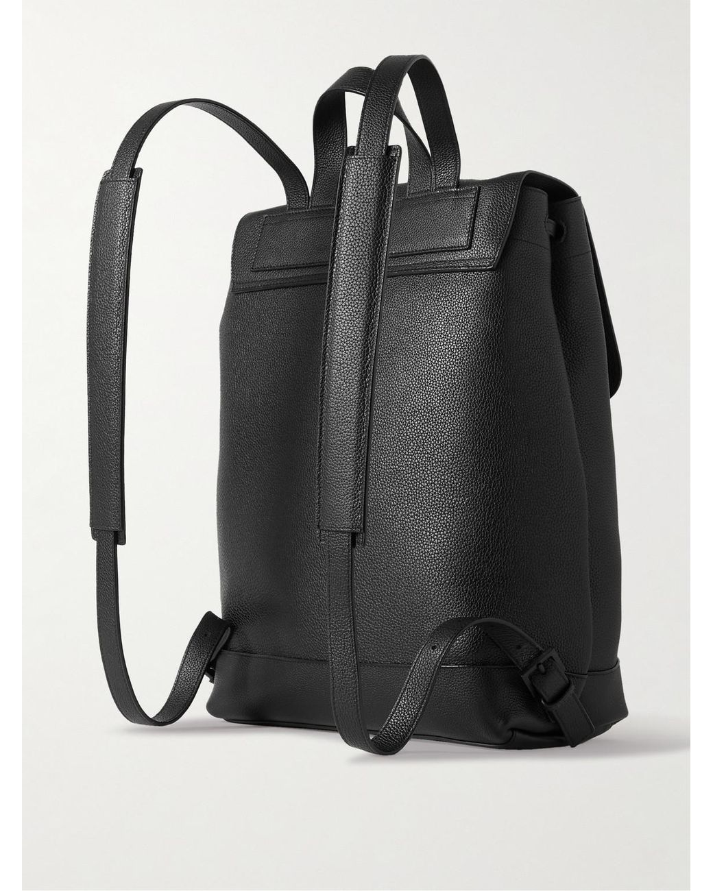Saint Laurent Black Full-Grain Leather Backpack for men