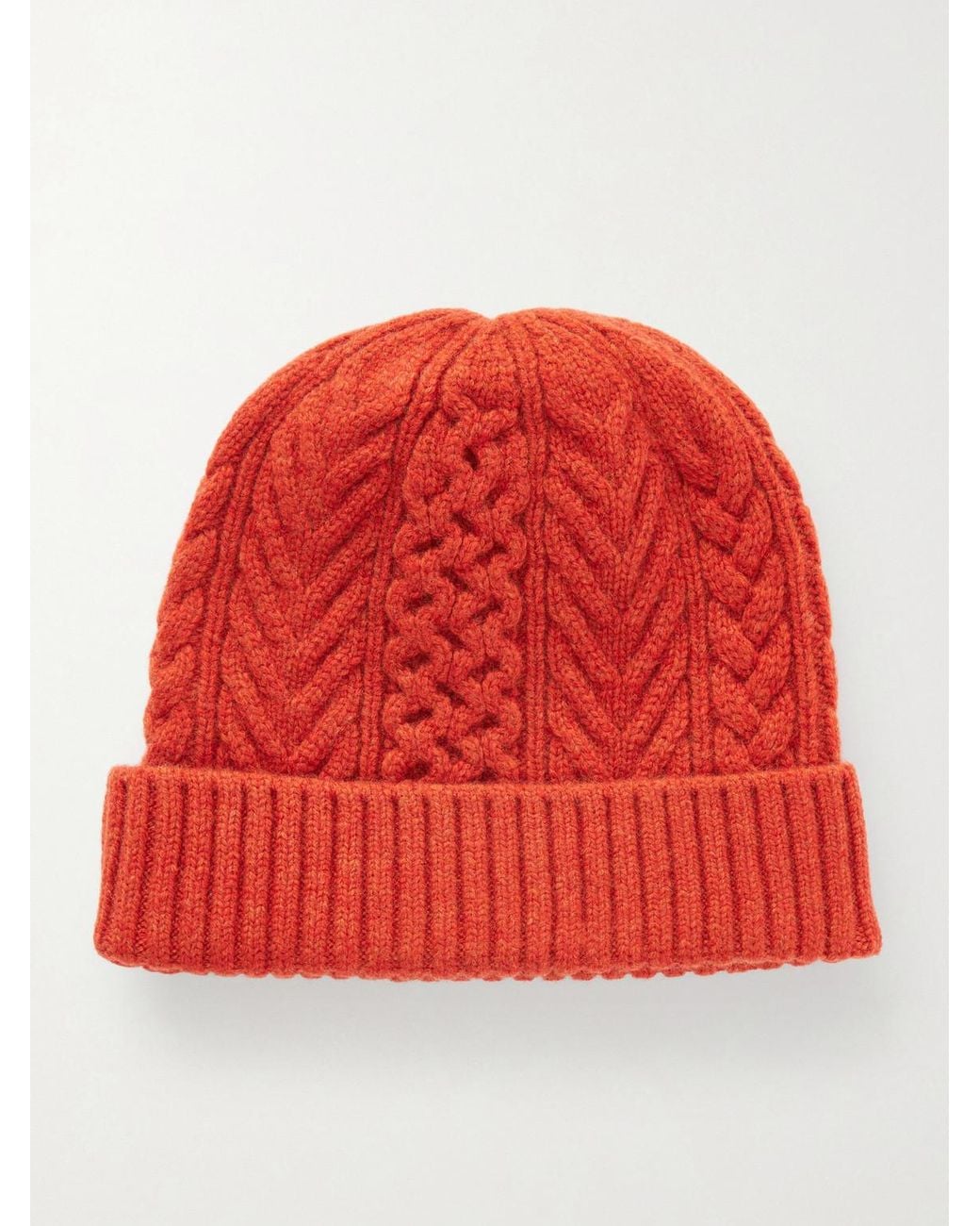 Orslow Red Aran Wool Beanie for men