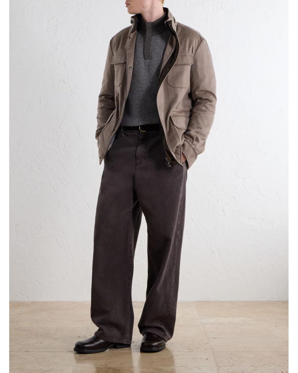 N.Peal Cashmere Brown Vale Cashmere-Twill Jacket for men
