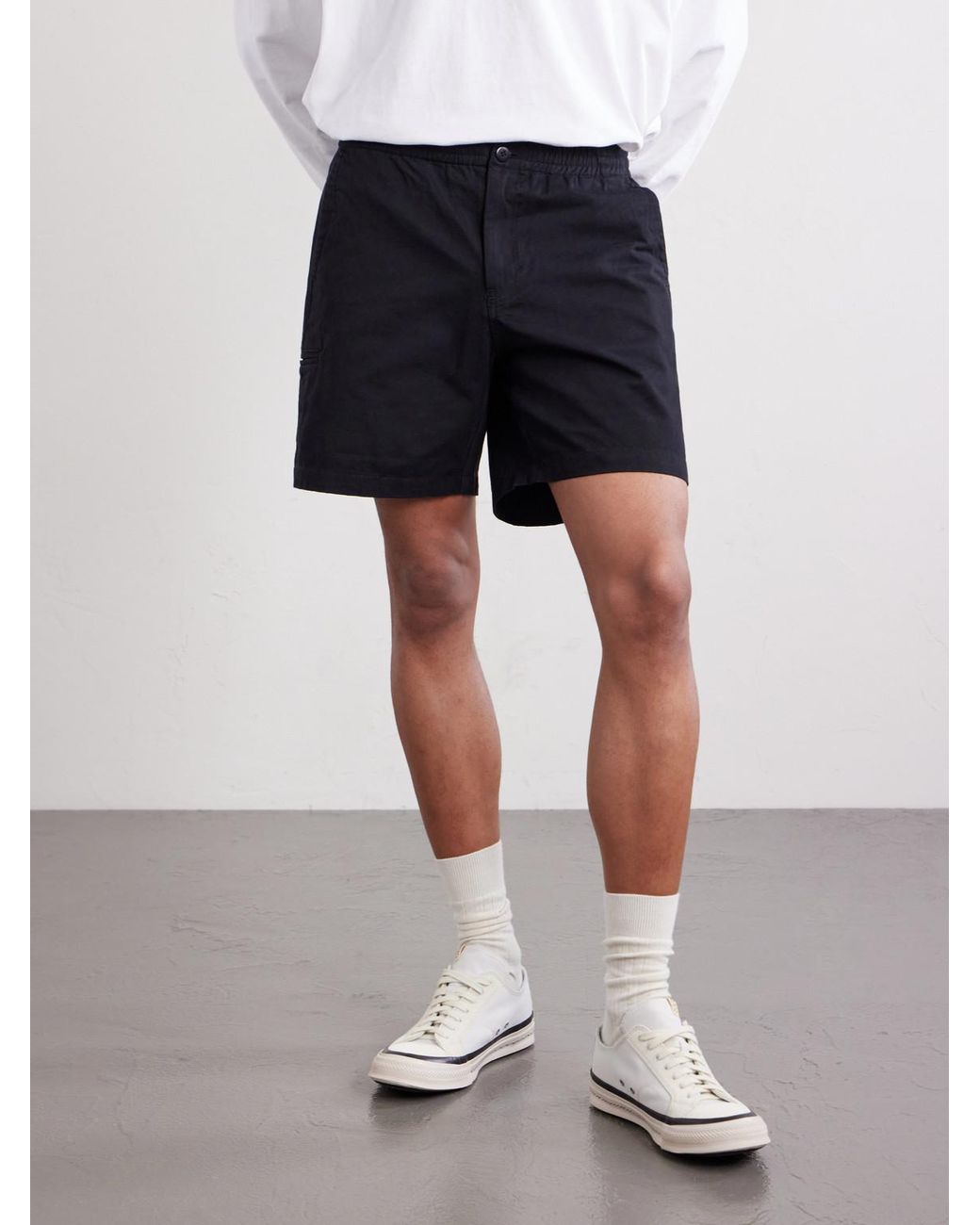 FRIZMWORKS Black Straight-Leg Cotton-Twill Shorts for men