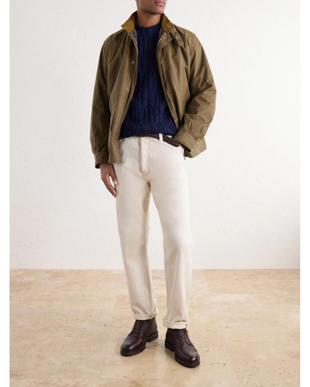 Barbour Blue Cable-Knit Wool Sweater for men