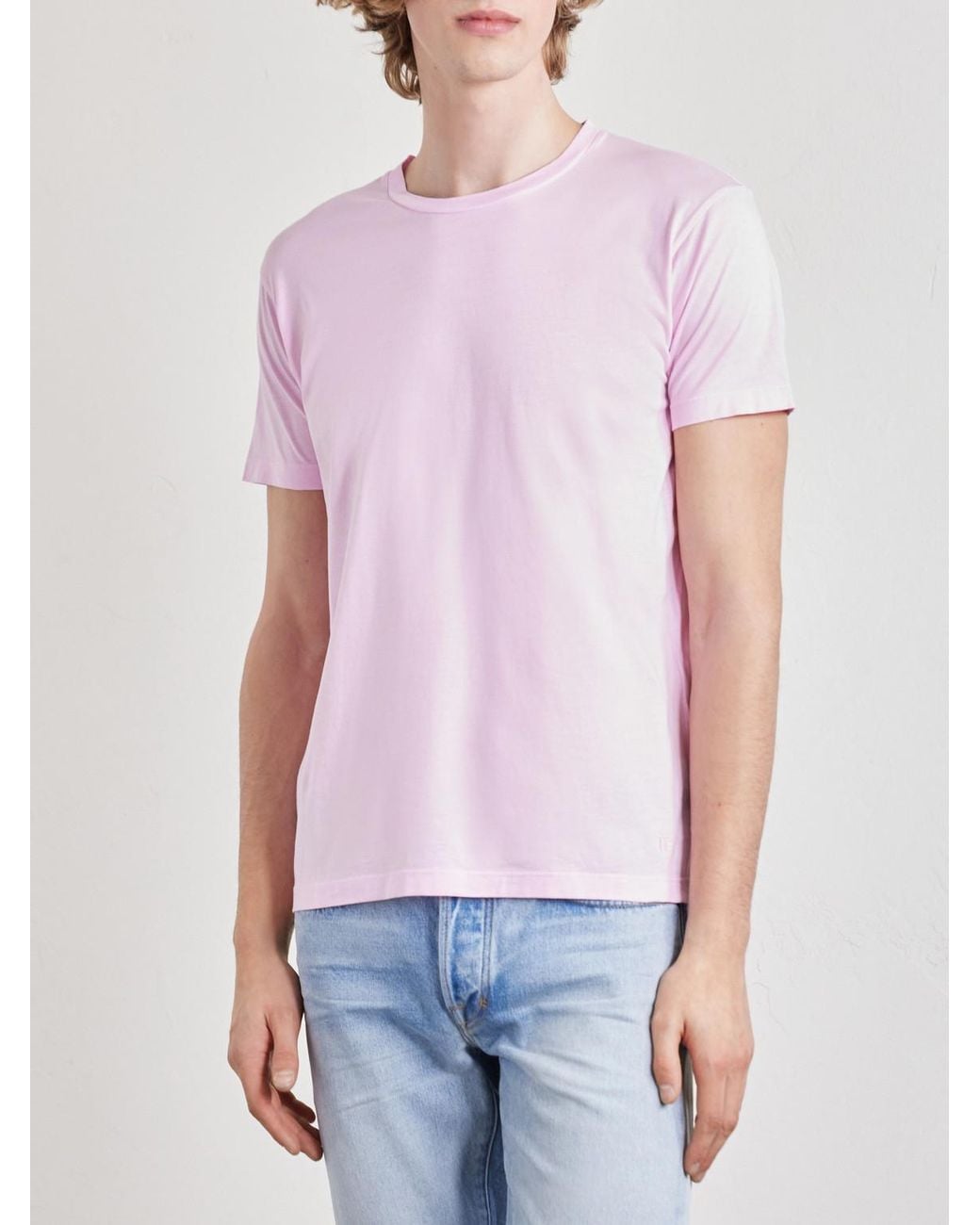 Tom Ford Pink Slim-Fit Logo-Embroidered Cotton And Silk-Blend Jersey T-Shirt for men