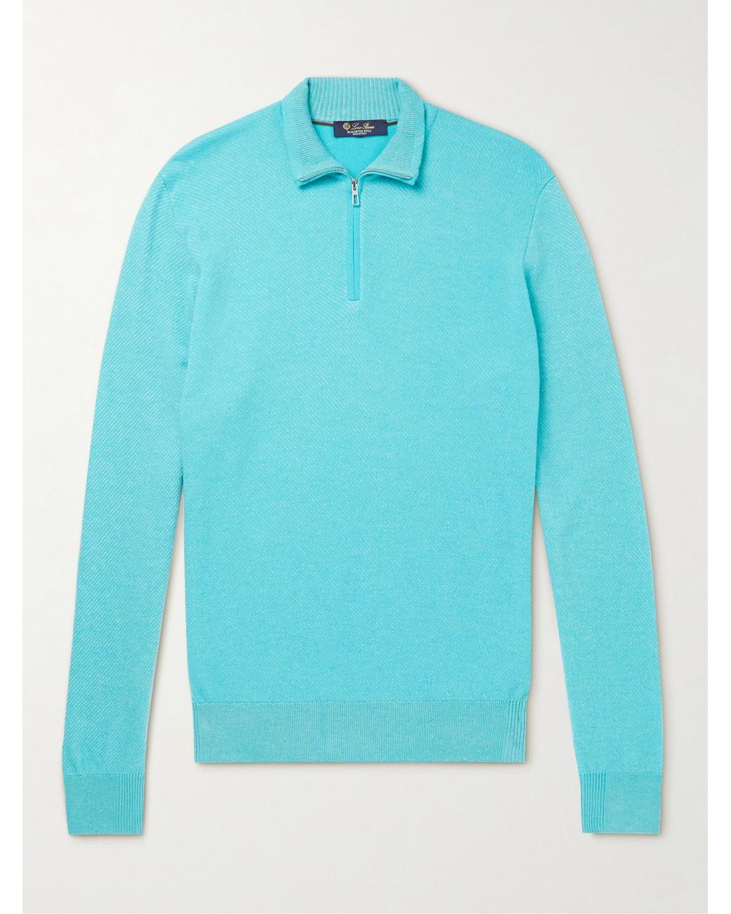 Loro Piana Blue Roadster Striped Cashmere Half-Zip Sweater for men