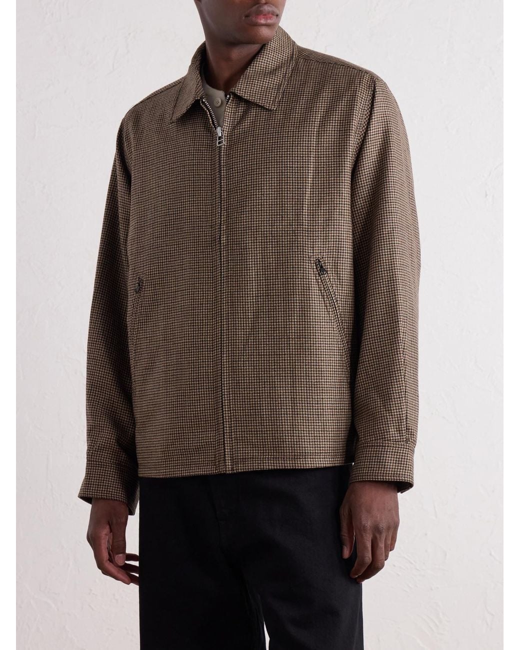 Corridor NYC Brown Dekalb Houndstooth Wool-Twill Jacket for men
