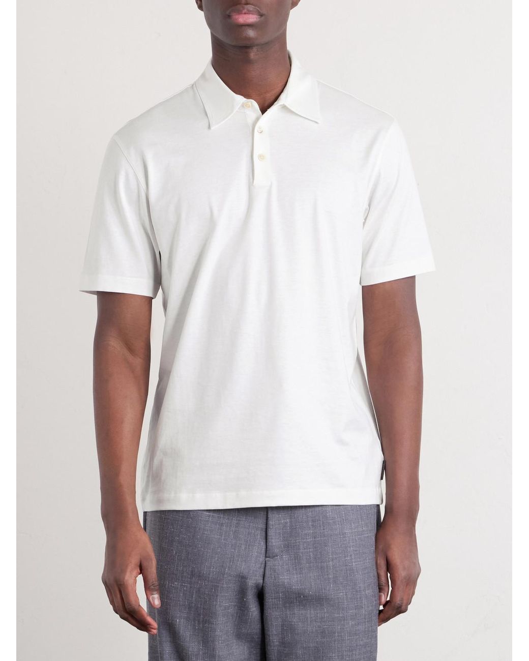 Slowear White Cotton And Silk-Blend Jersey Polo Shirt for men