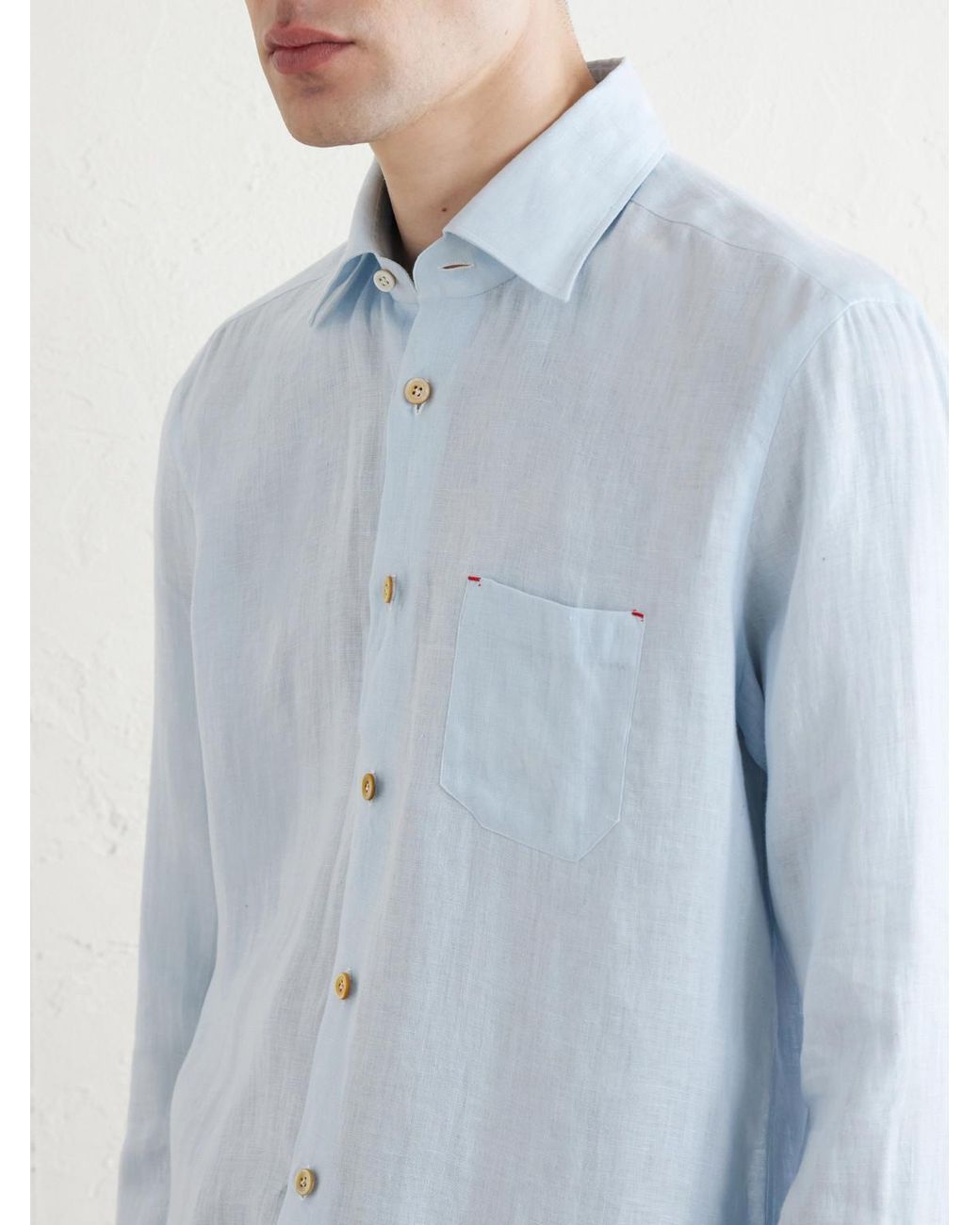 Kiton Blue Linen Shirt for men
