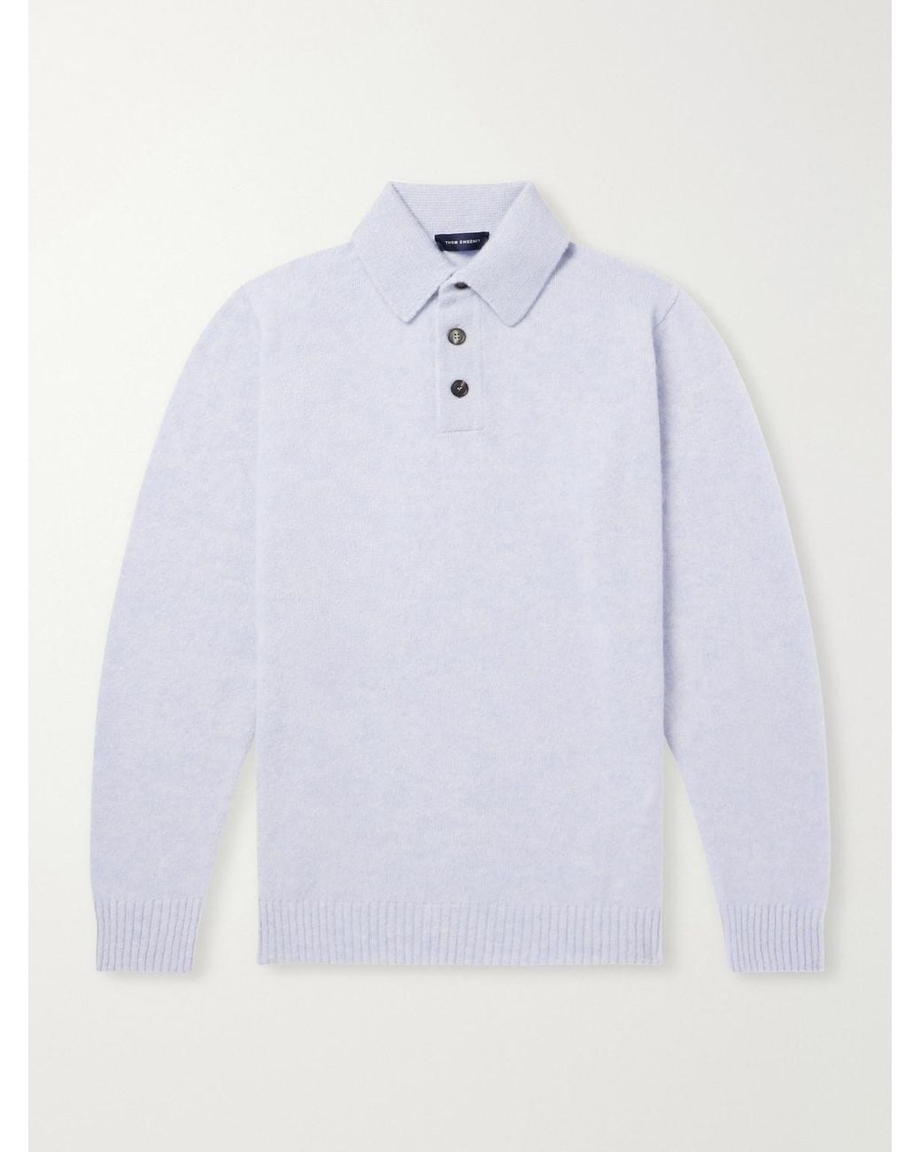Thom Sweeney White Cashmere And Silk-Blend Polo Shirt for men
