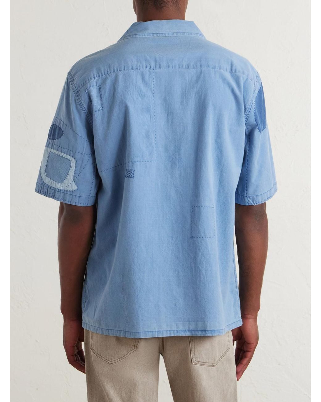 Corridor NYC Blue Patchwork Cotton Shirt for men