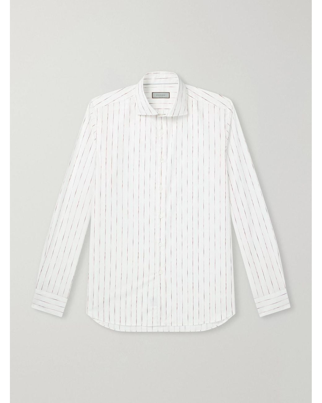 Canali White Striped Cotton-Poplin Shirt for men