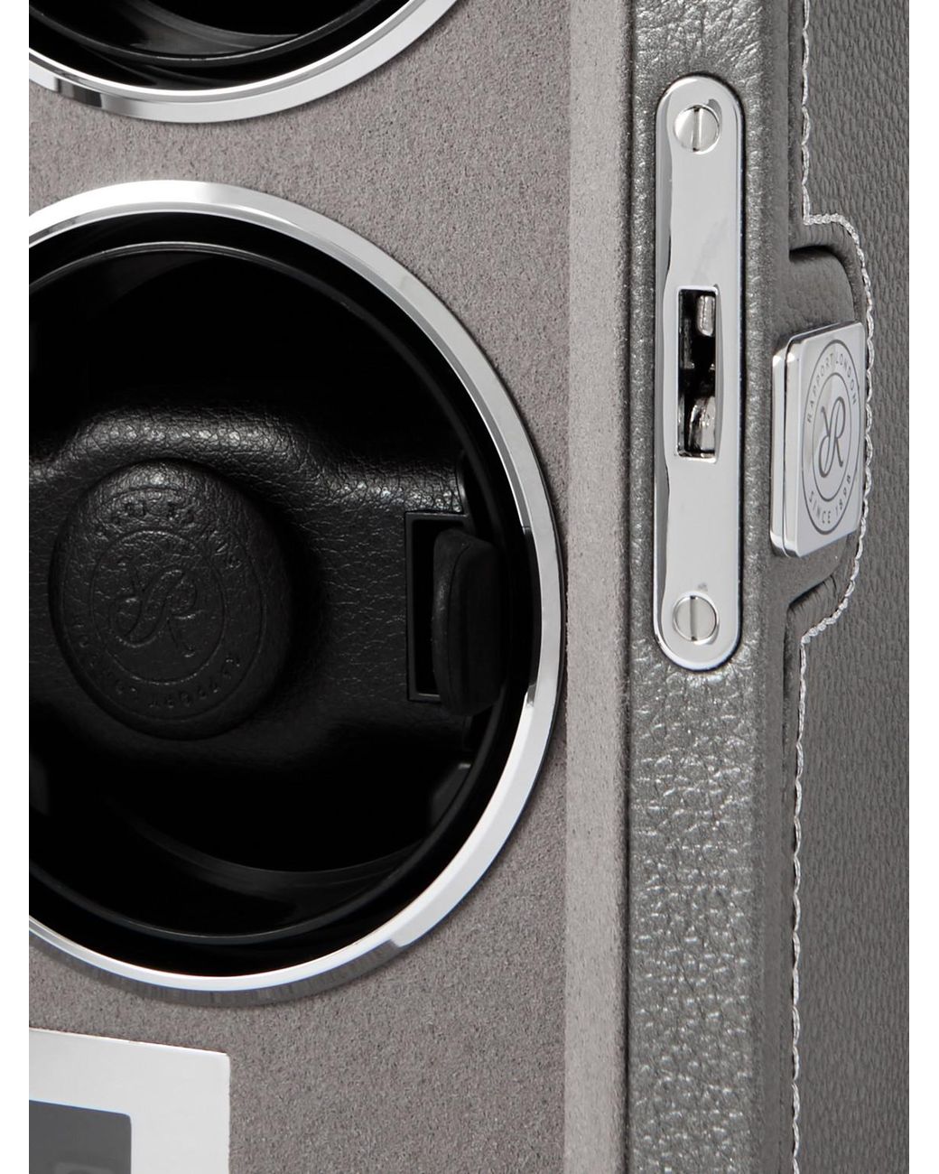 Rapport Gray Quantum Quad Leather-Wrapped Cedar And Glass Watch Winder for men