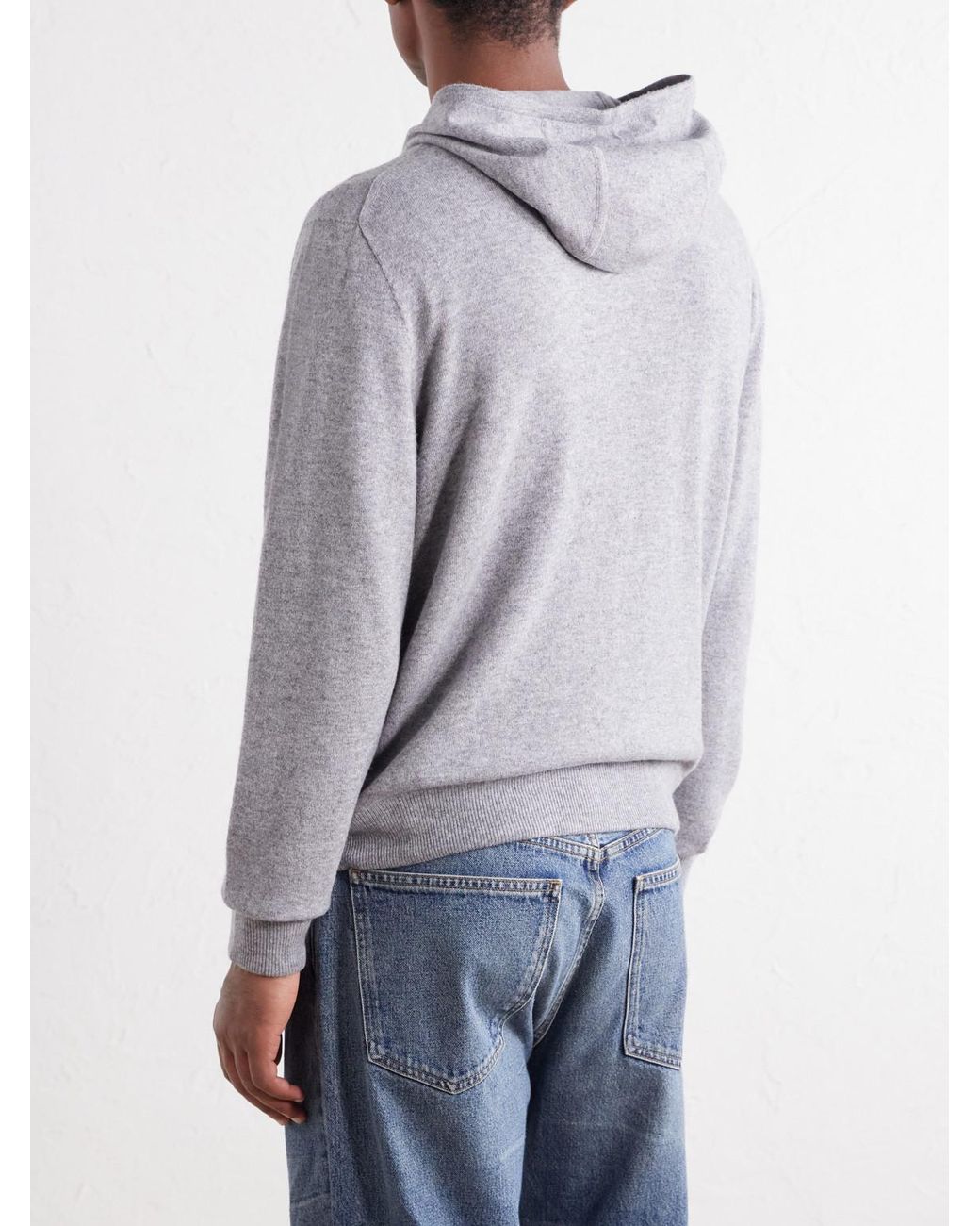 Mr P. Gray Wool And Cashmere-Blend Zip-Up Hoodie for men