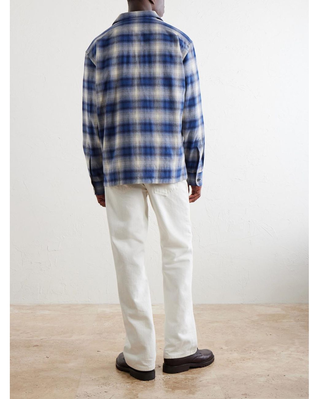 Ralph Lauren Blue Checked Cotton And Cashmere-Blend Shirt for men