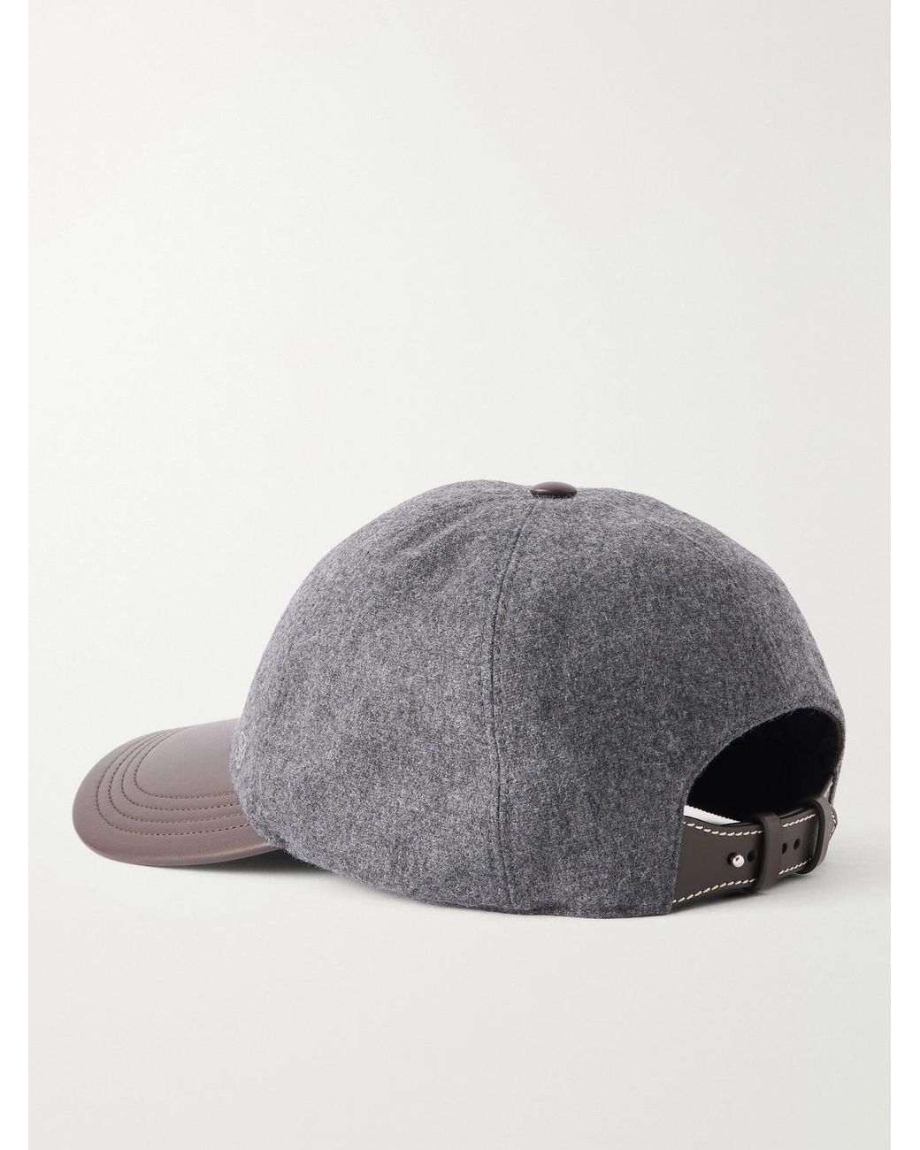 Berluti Gray Leather-Trimmed Cashmere-Blend Hat for men