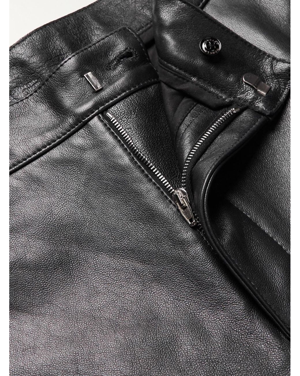 Moncler Genius Black Alyx Straight-Leg Panelled Zip-Embellished Leather Trousers for men