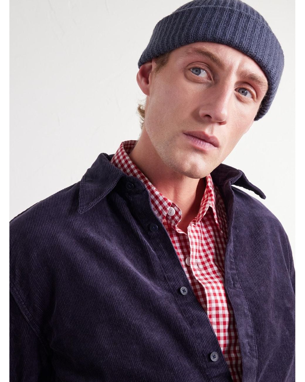 NN07 Blue Sailor 6650 Ribbed Wool-Blend Beanie for men