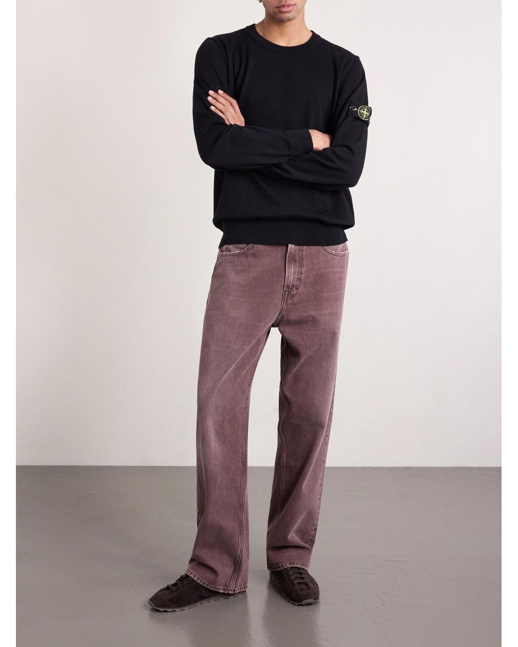 Organic Cotton Sweater di Stone Island in Blue da Uomo