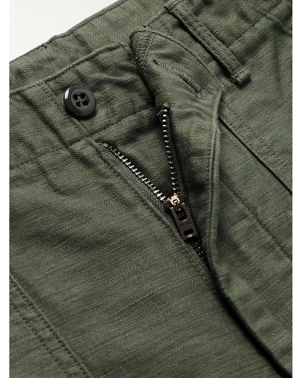 Orslow Green Slim-Fit Straight-Leg Cotton Cargo Shorts for men