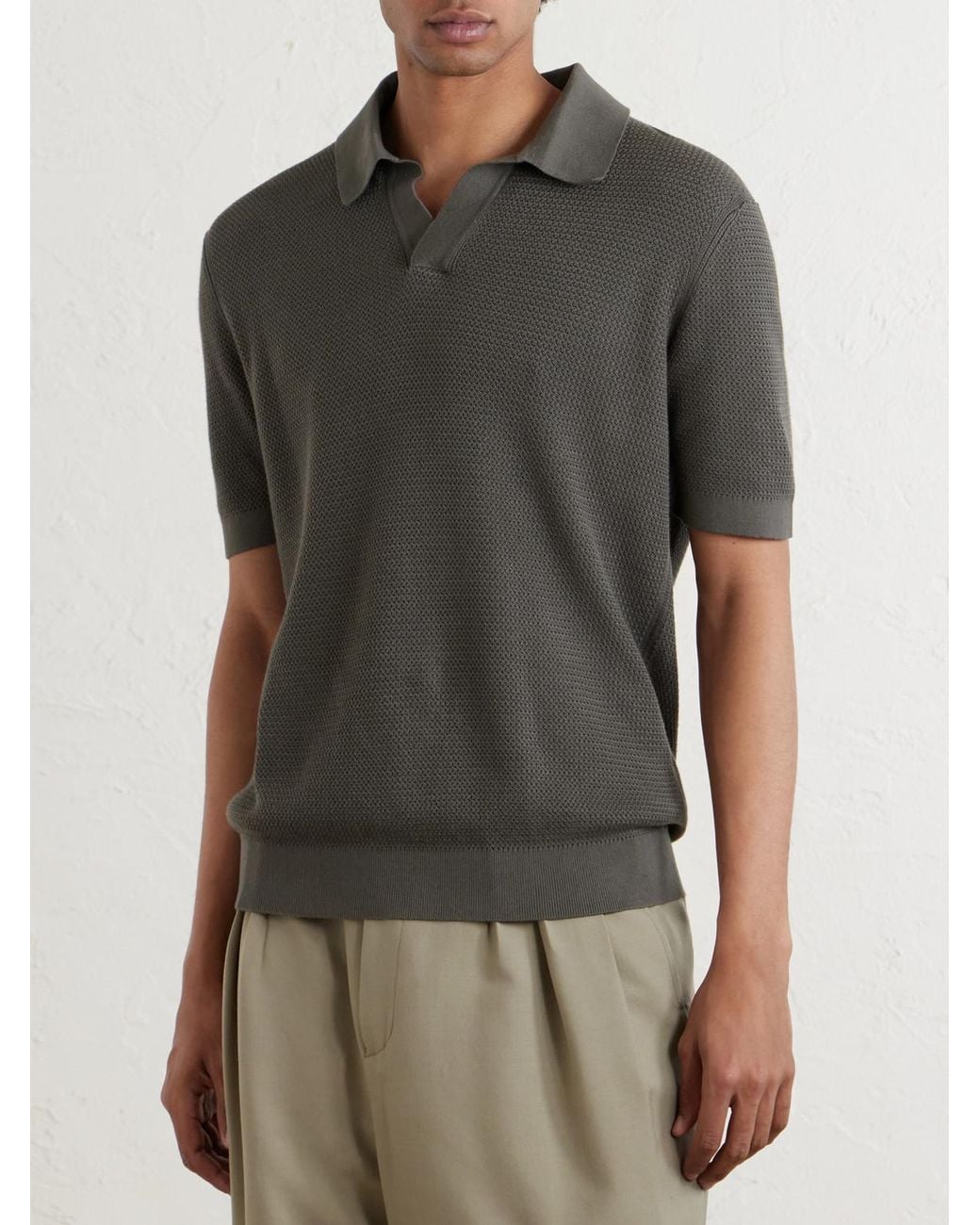 Zegna Green Slim-Fit Cotton-Piqué Polo Shirt for men
